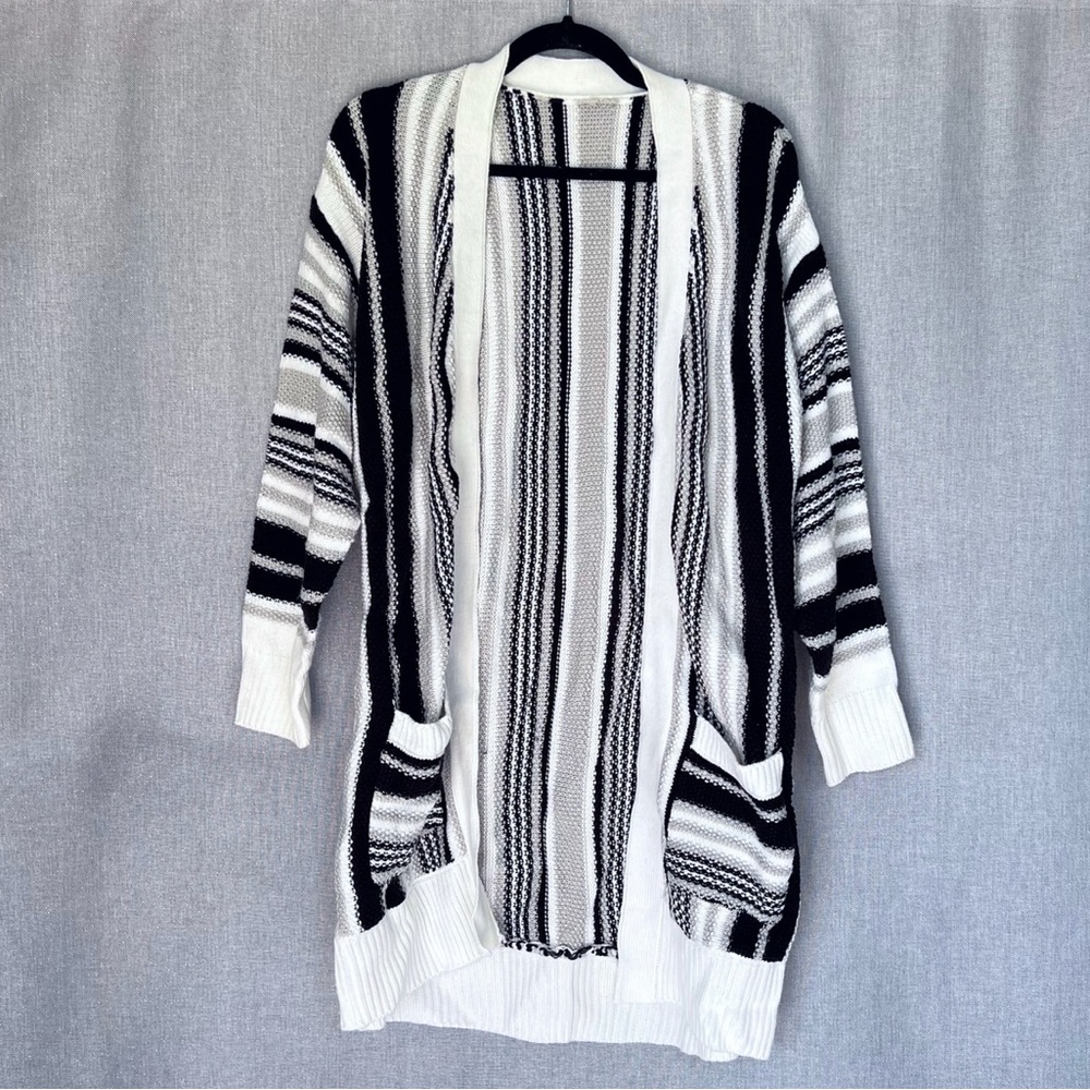 Striped Black White and Gray Cardigan